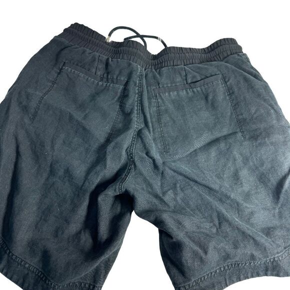 Athleta Black Distressed Linen Drawstring Waist Shorts Sz 4 - Picture 3 of 8